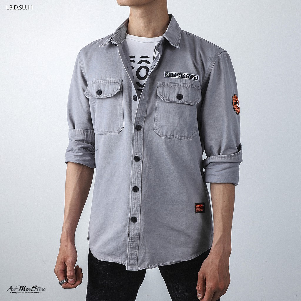 Áo sơ mi denim nam màu đen mẫu áo denim mới nhất 2020 chính hãng thời trang nam Musland