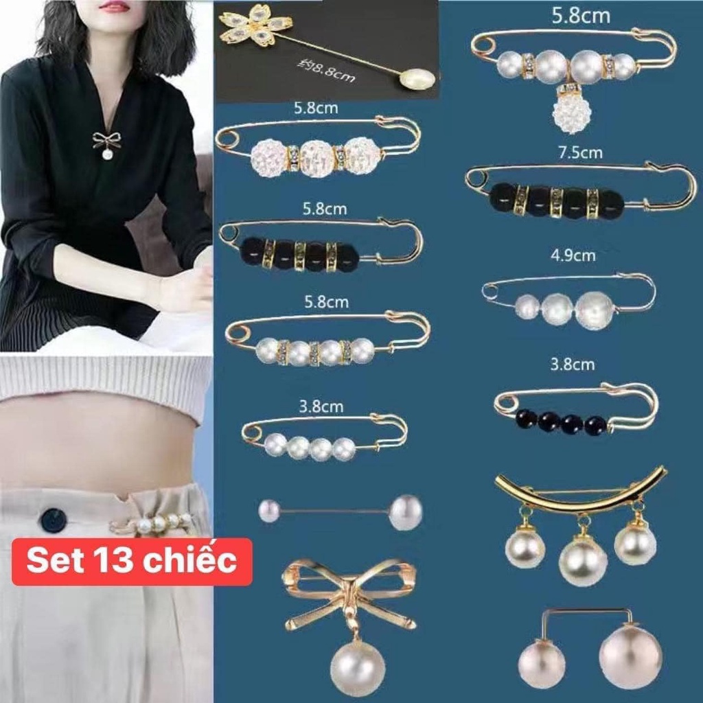 SÉT 13 GIM CÀI QUẦN ÁO BỊ RỘNG, THU NHỎ QUẦN ÁO,CÀI ÁO TRANG TRÍ