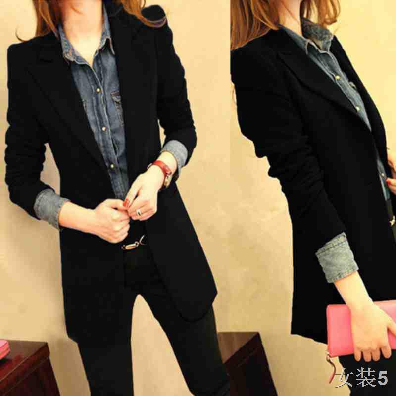 Phiên bản mùa xuân và thu Hàn Quốc của bộ đồ nhỏ nữ Slim Suit Hàng trăm phụ kích thước lớn mỏng một khóa nghề ng