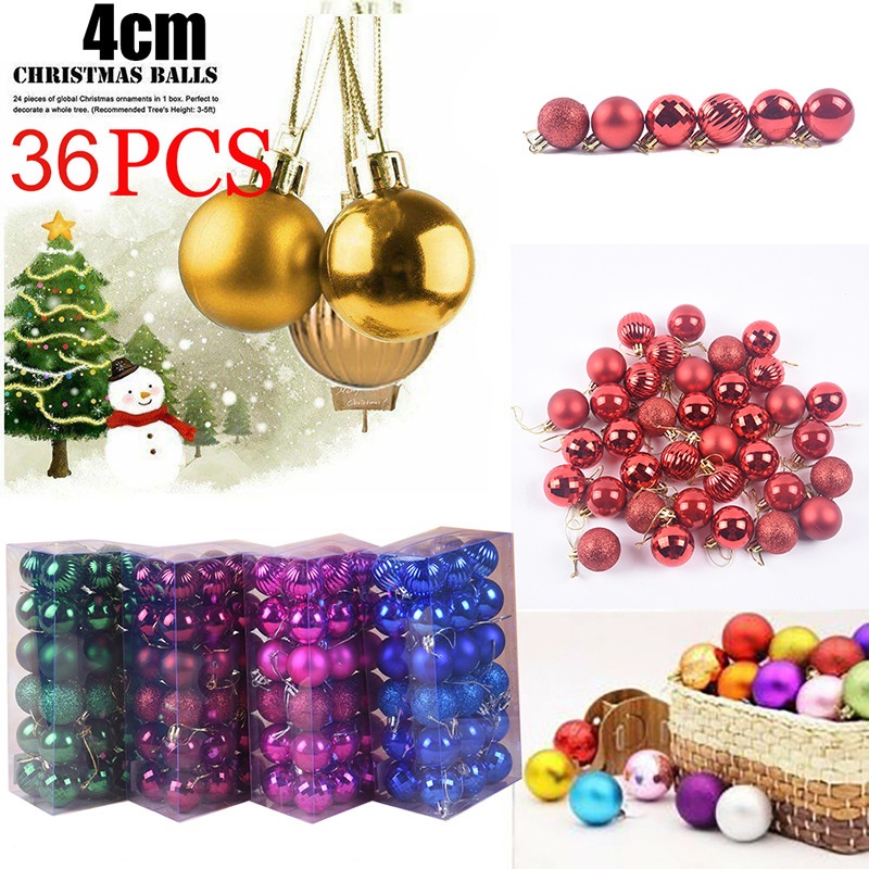 Set 36 trái châu 4cm trang trí cây thông Noel