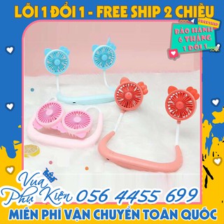 Quạt Đôi Thể Thao Tích Điện Quàng Cổ Siêu Cấp Mát Lạnh