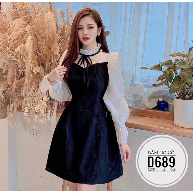 Bigsize Đầm nơ cổ D689