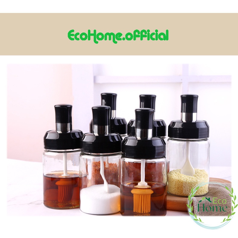 Lọ đựng gia vị - hũ đựng gia vị thủy tinh hộp hủ bộ kèm thìa cao cấp thông minh
