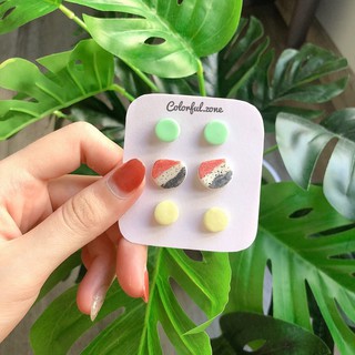Set 3 đôi Khuyên tai / Bông tai nữ handmade đất sét Nhật - Set 5