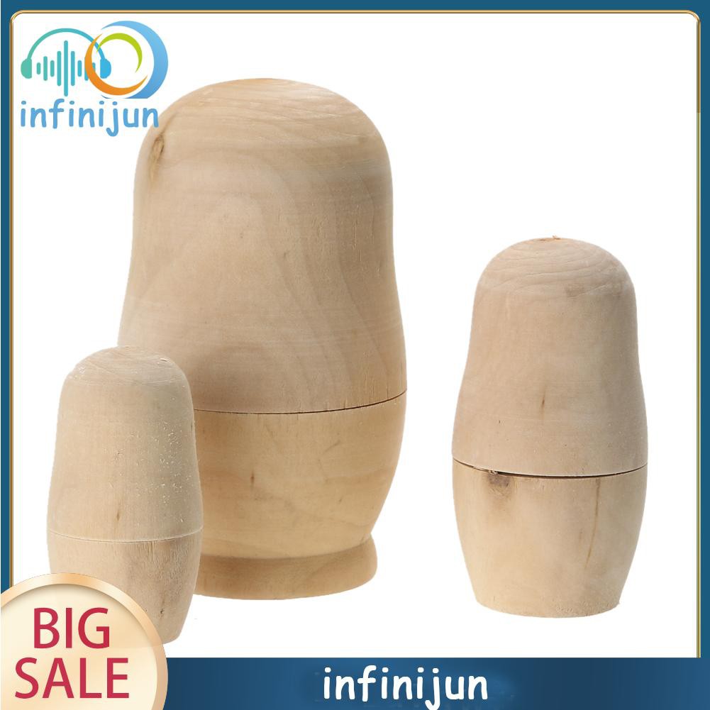 Bộ 5 Búp Bê Nga Matryoshka Bằng Gỗ Chưa Sơn