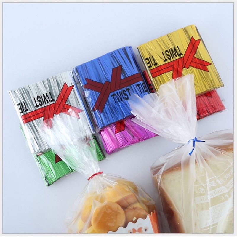 Cuộn dây kẽm bọc kim tuyến nhiều màu cuộn lớn buộc túi kẹo, bánh cookie, bánh mì, gói quà tặng, trái thông