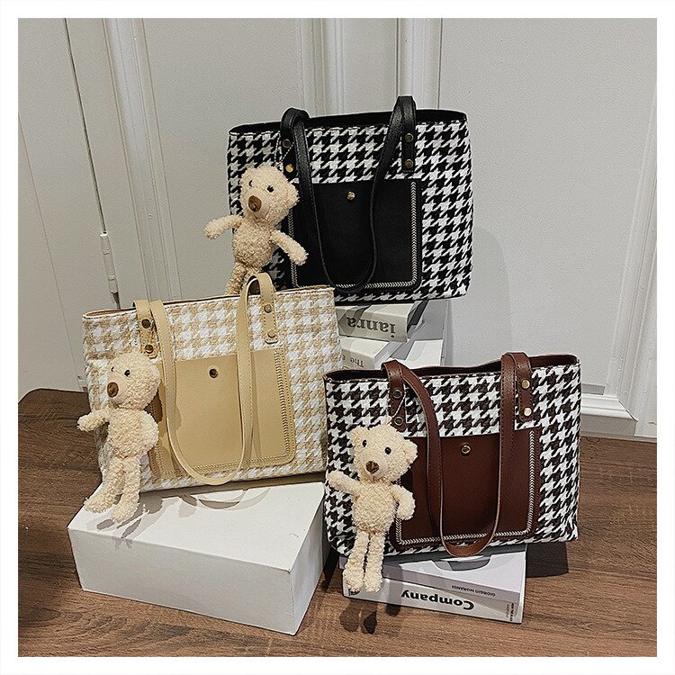 Túi xách đeo vai JASMIN NOIR hình vuông cỡ lớn làm từ vải canvas thiết kế đơn giản thời trang dễ thương cho nữ
