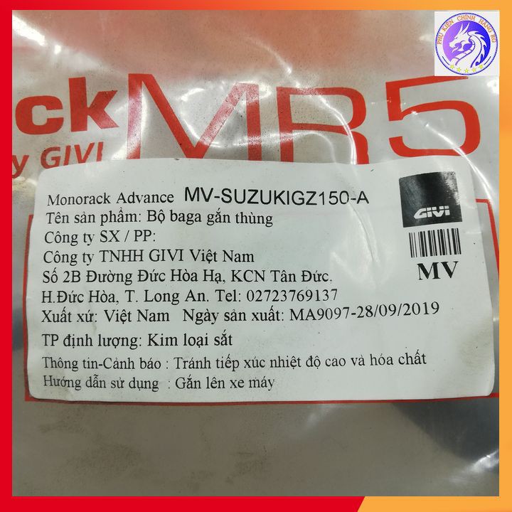 Baga Sau Givi Chính Hãng Gắn Cho Xe SUZUKI GZ150-A Dùng Gắn Thùng Sau - Bảo Hành 2 Năm