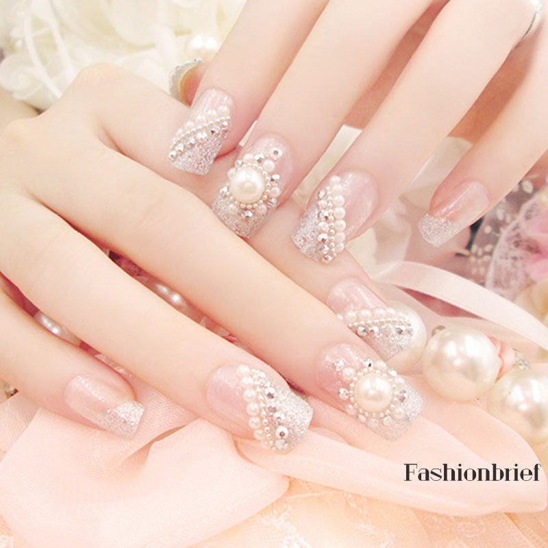 [Hàng mới về] Bộ Hạt Phụ Kiện Trang Trí Móng Tay Cho Cô Dâu