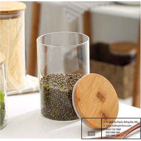 LỌ THỦY TINH NẮP GỖ 26OML