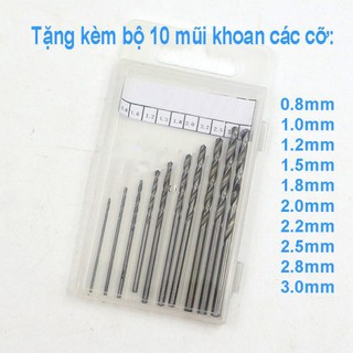 Khoan tay mini + 10 mũi khoan