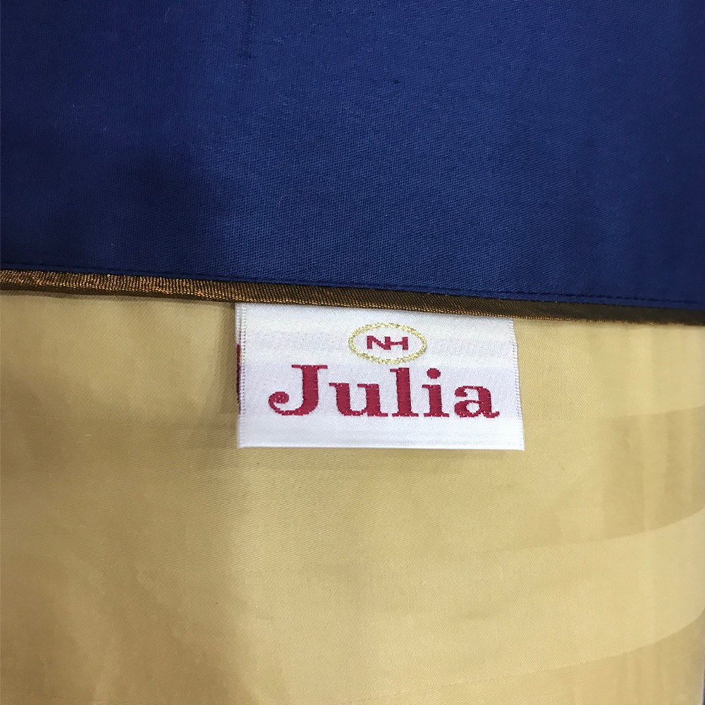 Bộ chăn ga gối drap giường màu xanh trơn cotton satin Ai Cập Julia 534