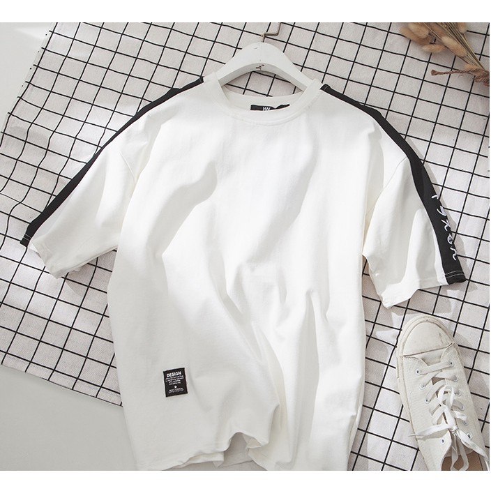 Áo thun unisex form rộng tay lỡ họa tiết Chữ Nhật tay lở vải tốt co giãn chống xù | BigBuy360 - bigbuy360.vn