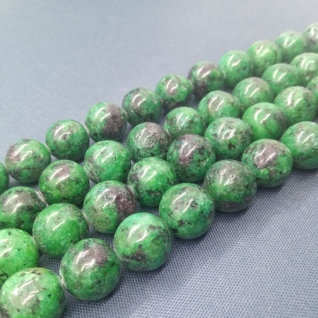 Rubyzoisite Chuỗi Hạt Đá Tròn Tự Nhiên 4-12mm Dùng Làm Trang Sức diy