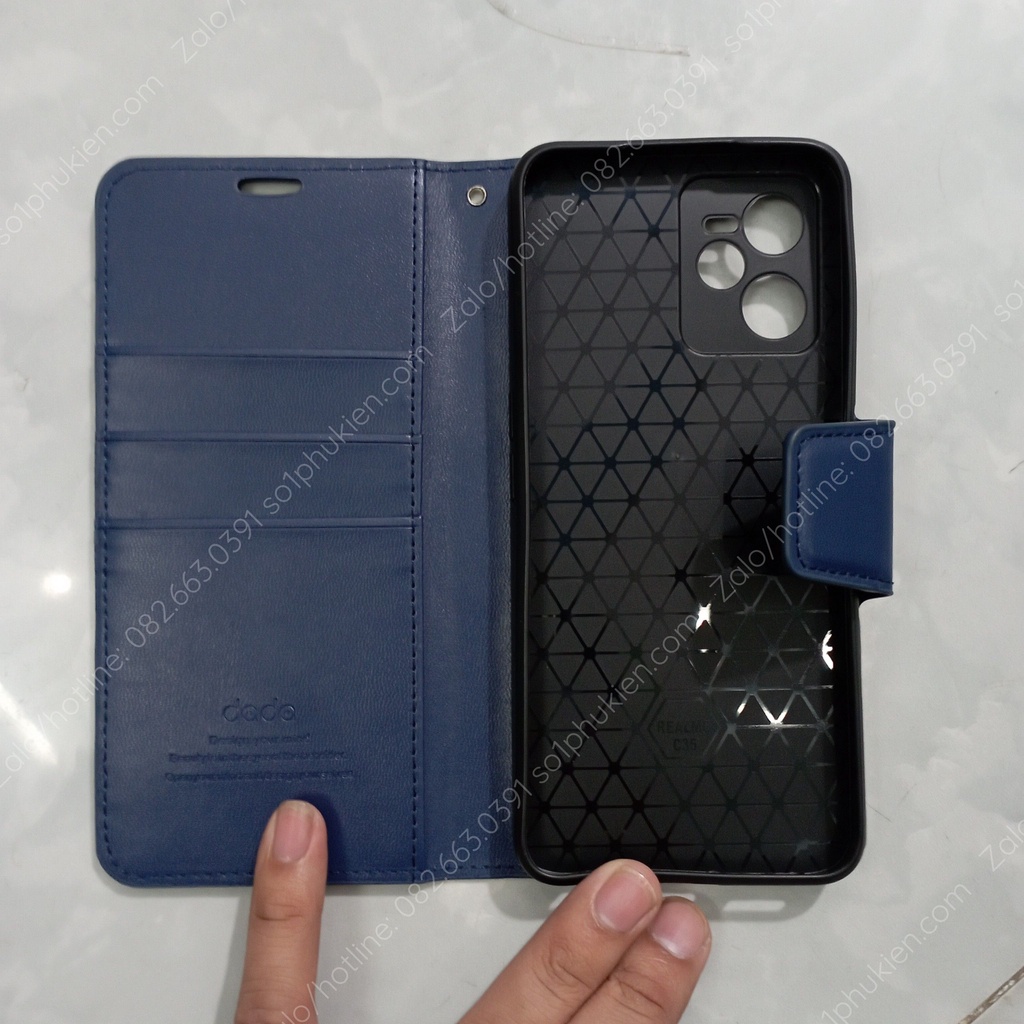 Bao da (ốp lưng nắp gập) Realme C35 / Narzo 50A Prime da cao cấp, có ngăn đựng thẻ, chống xem phim tiện dụng [chính hãng