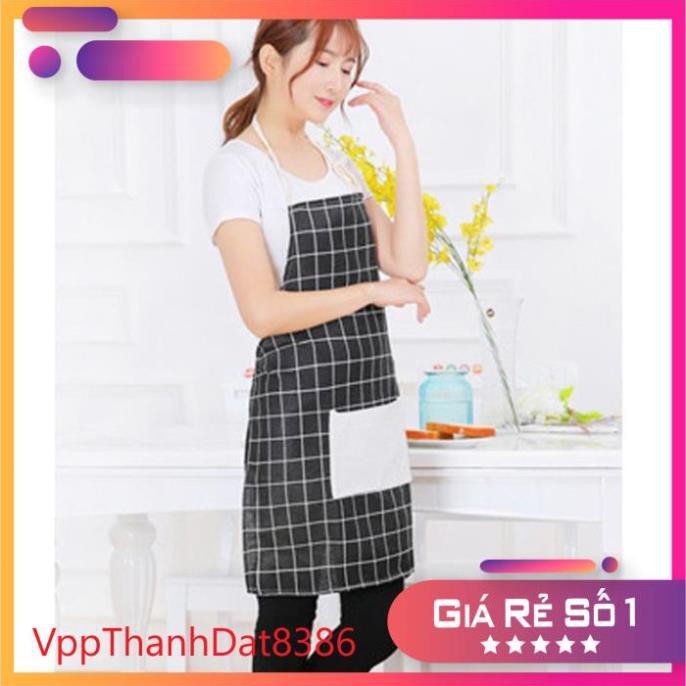 (Sale) Tạp Dề Vải Nội Trợ Nhà Bếp - Vải Kẻ Ô Nhiều Mẫu (Giao mầu ngẫu nhiên)