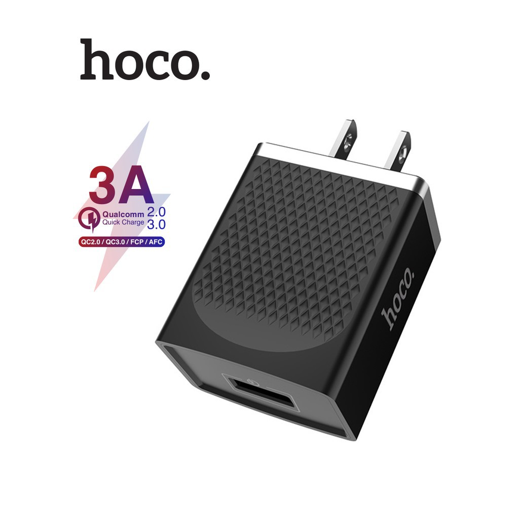 Củ sạc nhanh QC3.0 Hoco C42 chuôi dẹt vật liệu PC chống cháy và vỏ hợp kim nhôm