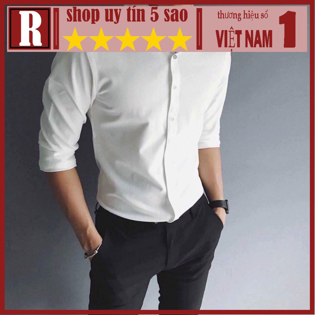 Combo 2 áo sơmi nam trơn dáng body - màu trắng