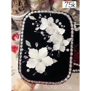 Set 2 cài tóc cô dâu hoa trắng