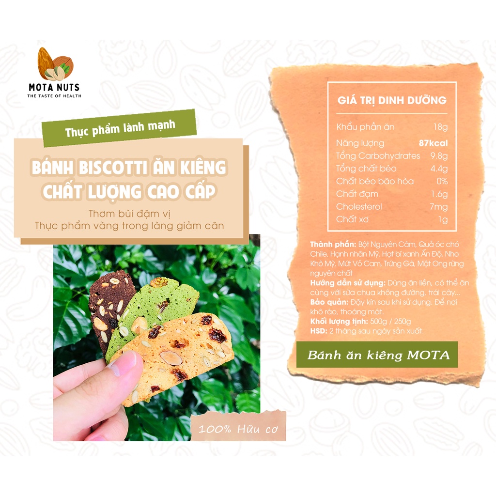 Bánh Biscotti ăn kiêng giảm cân - nguyên cám - 250g