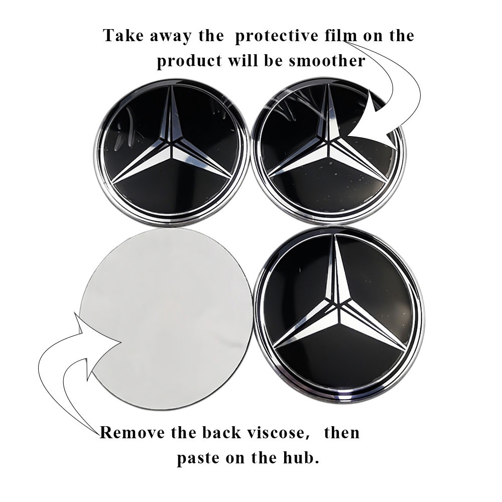 Bộ 4 miếng dán nắp trục trung tâm bánh xe 56mm thời trang dành cho Mercedes Benz AMG Brabus Apple Tree Lorinser