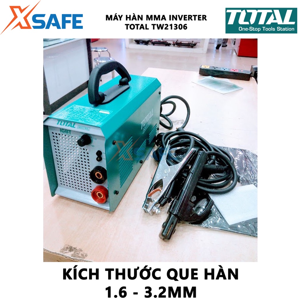 Máy hàn điện tử TOTAL TW21306 Máy hàn Inverter MMA 220-240 V ~ 50-60 Hz, Điện thế không tải 85 V, 10-130A