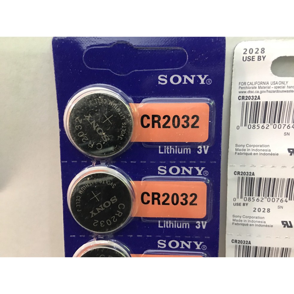 5 viên Pin cúc áo Sony 3V CR2032, CR2025, CR2016, CR1632, CR1620 , CR1616, CR1220 - Pin cúc Sony lithium Indonesia 3V