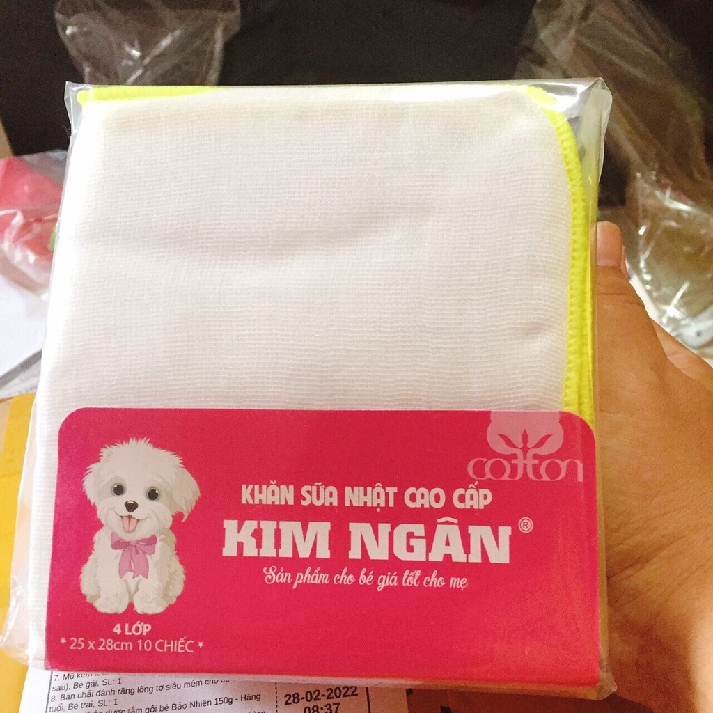 Khăn sữa Kim Ngân Cao cấp 3 lớp, 4 lớp cho bé Set 10 cái