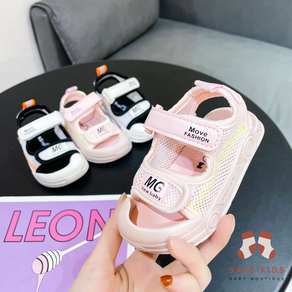 Dép sandal tập đi bé trai bé gái mũi chống vấp quai dán phối lưới chính hàng MG new Baby dễ thương chống trơn trượt M868