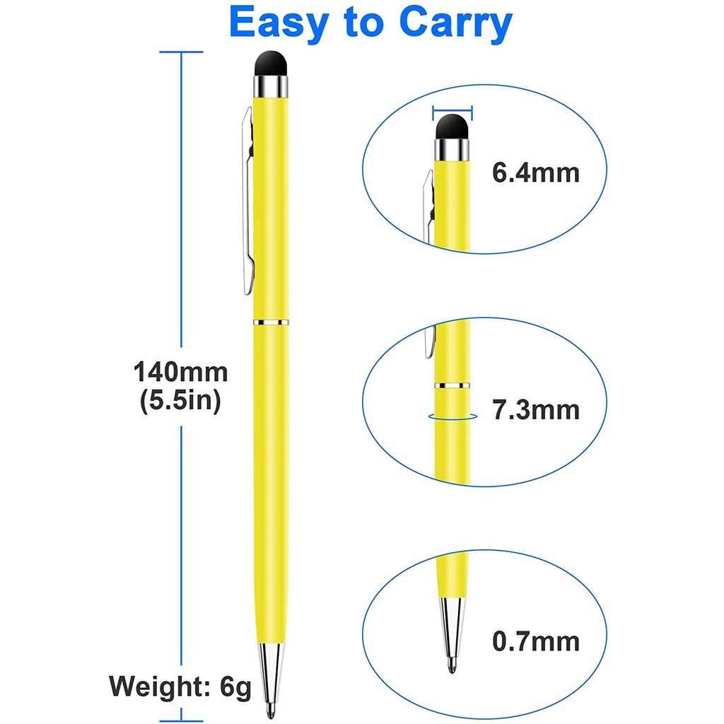 Set 1 / 10 Bút Bi Cảm Ứng Bằng Kim Loại Mini 2 Trong 1 Đa Năng Màu Sắc Ngẫu Nhiên