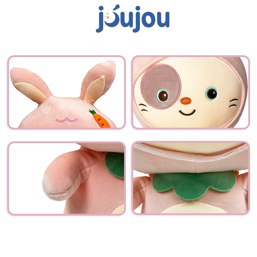 Gấu bông thỏ hồng cute đốm mắt size 35-45cm cao cấp Joujou mềm mịn dễ thương cho bé