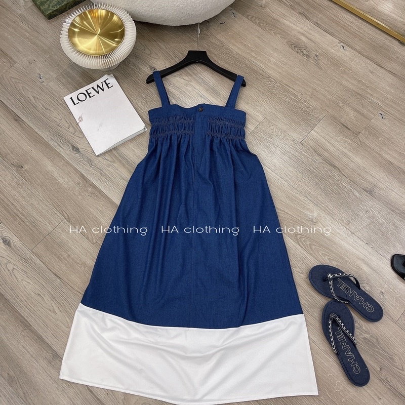 Váy maxi bò mềm chun ngực