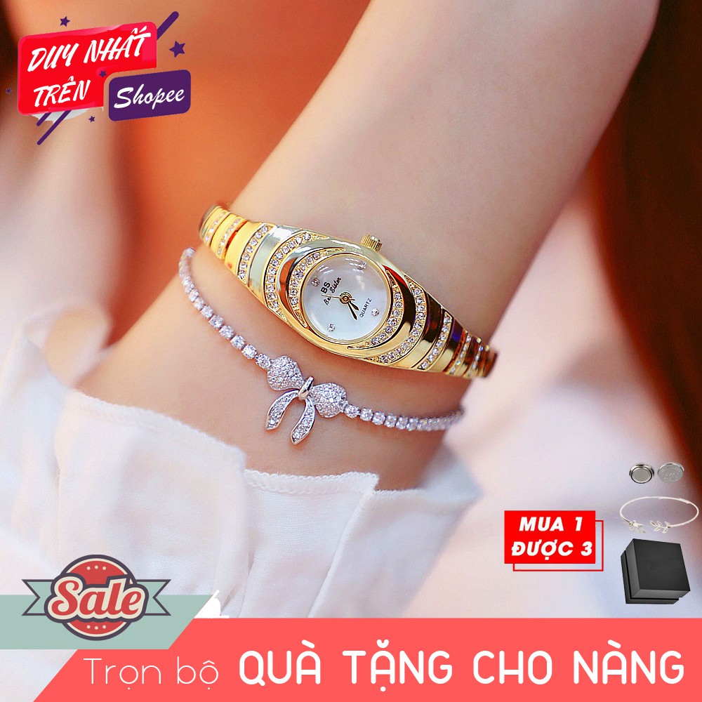 (Quà tặng hot) Đồng hồ lắc tay nữ Bee Sister Mini6 Thời trang Hàn Quốc dây thép không gỉ - Tặng kèm Lắc tay