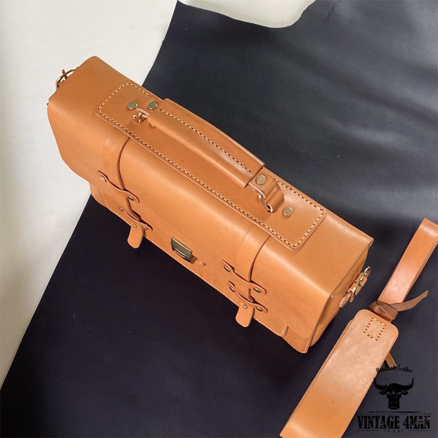 Cặp da vintage handmade [DA THẬT] | BigBuy360 - bigbuy360.vn