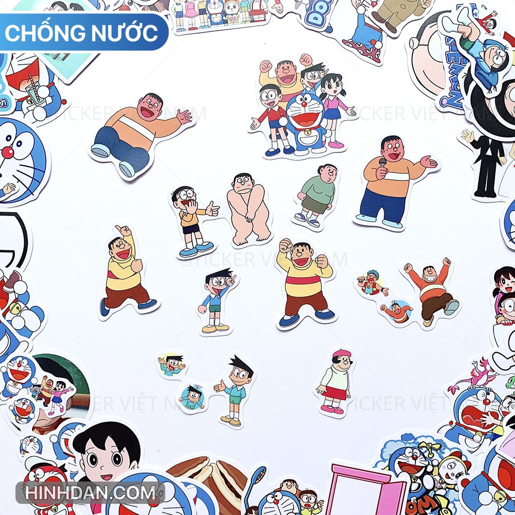 Sticker NOBITA DORAEMON & những người bạn chống nước dán bàn học, nón bảo hiểm, laptop, đàn guitar, đạp điện, máy tính