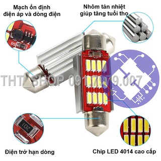 Đèn LED trần Festoon 3W nội thất cao cấp 36mm/39mm/41mm màu trắng dành cho xe tải, ô tô