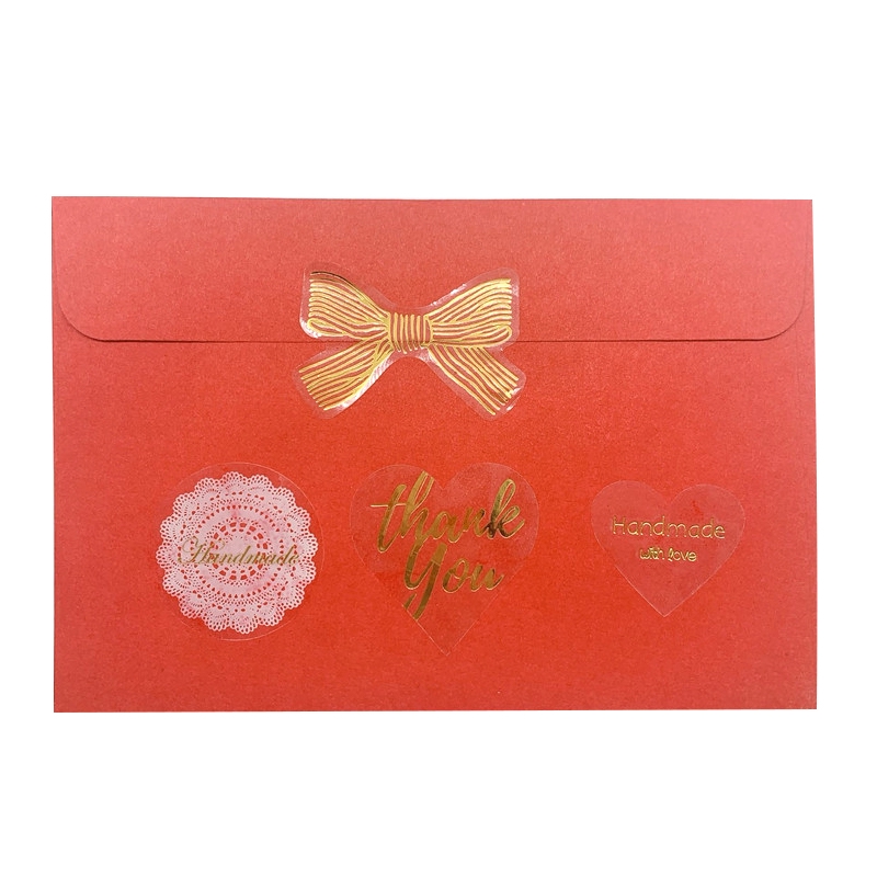 Set 120 miếng dán trong suốt in chữ Thank you đa năng độc đáo trang trí thiệp cưới/ tiệc Valentine