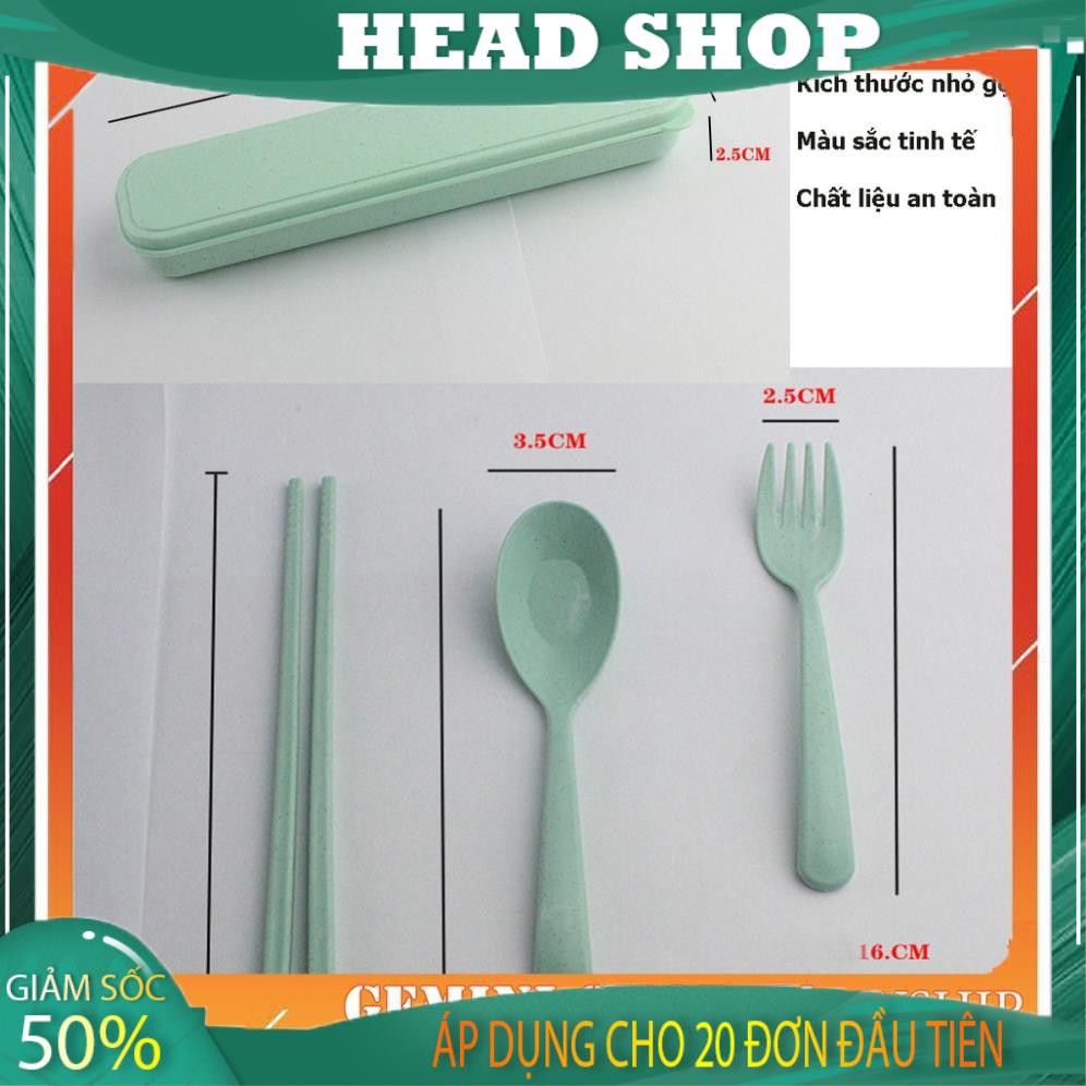 Bộ hộp 3 món Thìa Đũa Dĩa Lúa Mạch Ăn Trưa Văn Phòng TD1 Sản phẩm giao ngẫu nhiên màu HEAD SHOP