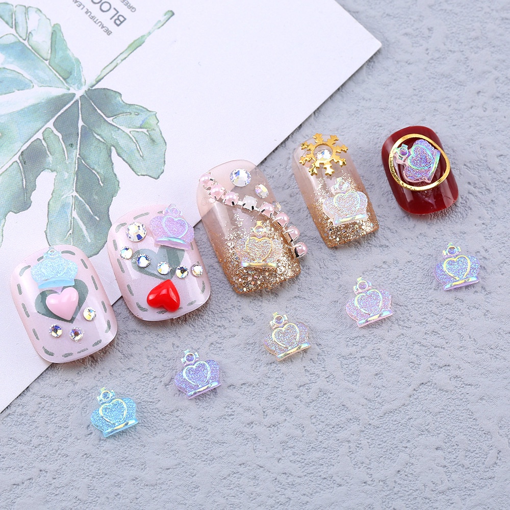 10 Hạt Charm Hình Vương Miệng Trang Trí Móng