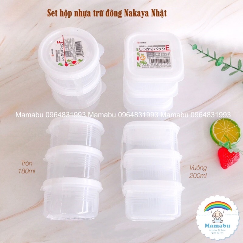 Set 3 Hộp Trữ Đồ Ăn Dặm Cho Bé Nakaya Nội Địa Nhật Bản Cao Cấp Chịu Nhiệt -20 Đến 120 Độ C Dùng Được Lò Vi Sóng Mamabu