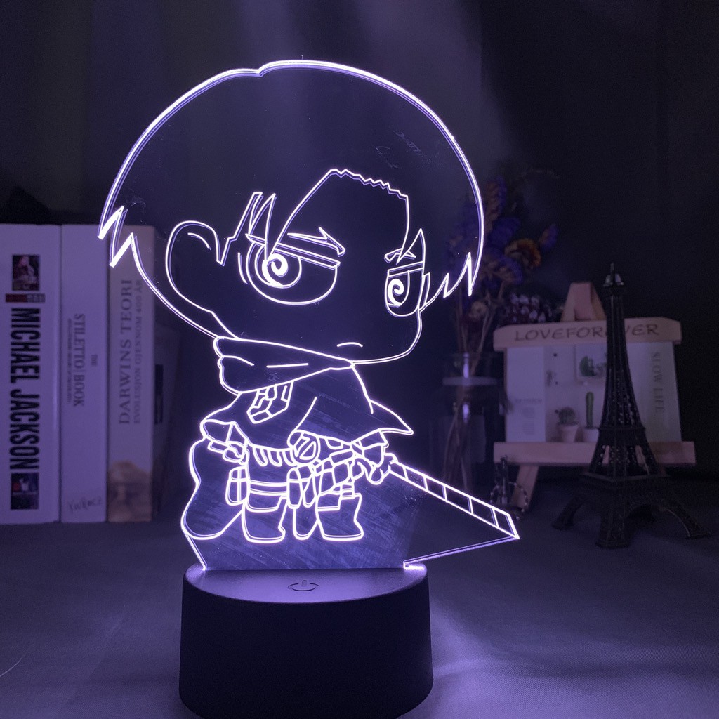 Đèn 3D Led Titan Levi Ackerman Hình Chibi trang trí phòng 16 màu - Quà tặng người thân