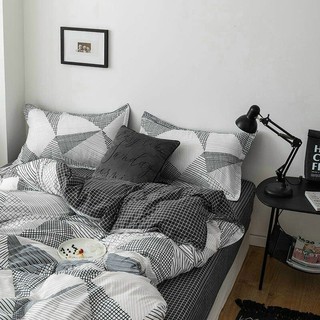 Set chăn ga gối Poly 4 món - kẻ