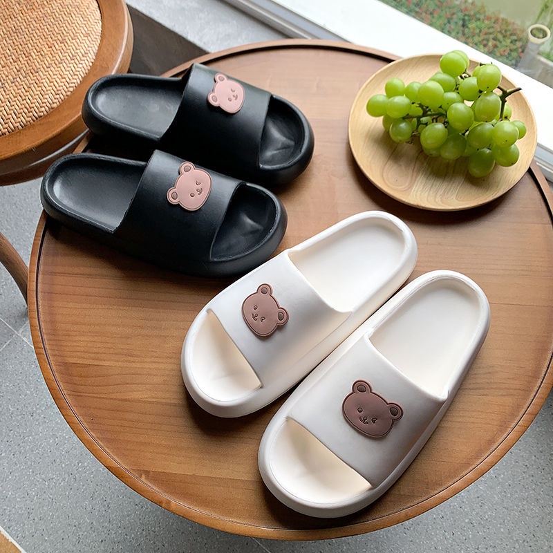 ❌HÀNG NHẬP KHẨU❌Dép quai ngang unisex hình gấu thời trang ulzzang bánh mỳ độn đế 4 cm siêu êm siêu nhẹ siêu êm A110 Warm