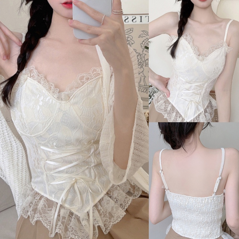 Áo Lót Hai Dây Phối Ren Hở Lưng Phong Cách Cổ Điển Quyến Rũ Dành Cho Nữ