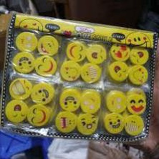 Vỉ 4 viên tẩy gôm hình mặt cười , Bộ 4 tẩy bút chì hình mặt cười , gôm tẩy chì hình mặt cười