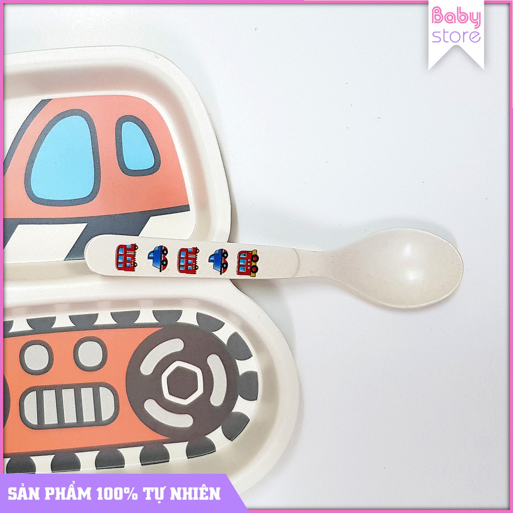 Combo Bát Ăn Baby Store| Combo Khay Ăn Dặm Chất Liệu BamBoo Hình Xe Cẩu 001