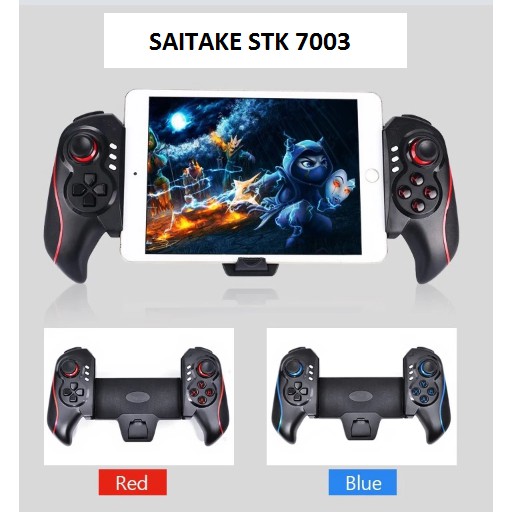 TAY CẦM CHƠI GAME , TAY BẤM GAMEPAD ĐIỆN THOẠI SAITAKE STK 7003 BLUETOOTH MÀU ĐỎ ĐEN