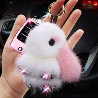 Móc khoá thỏ đá treo xe ô tô phụ kiện treo túi xách cực sang chảnh