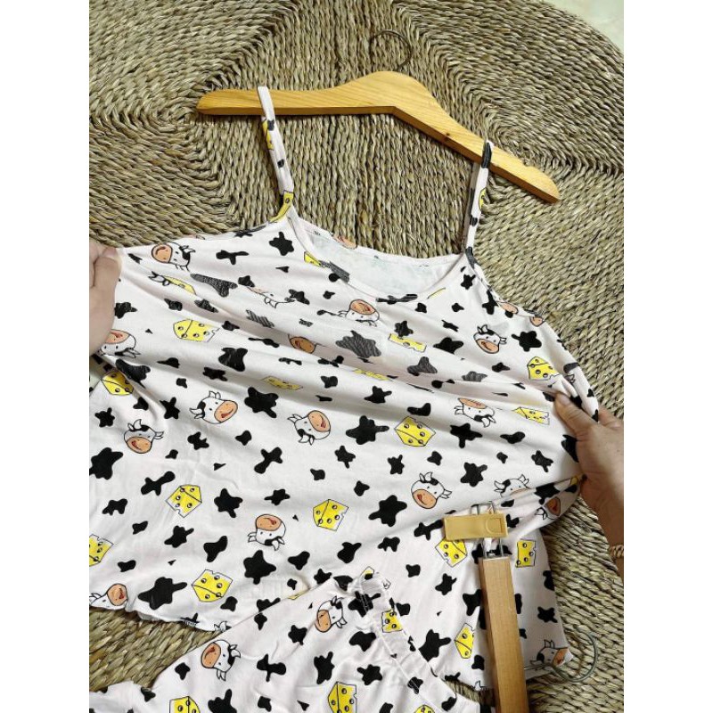 Set bò sữa 2 dây quần đùi phối bèo dáng babydoll cưng xỉu | BigBuy360 - bigbuy360.vn