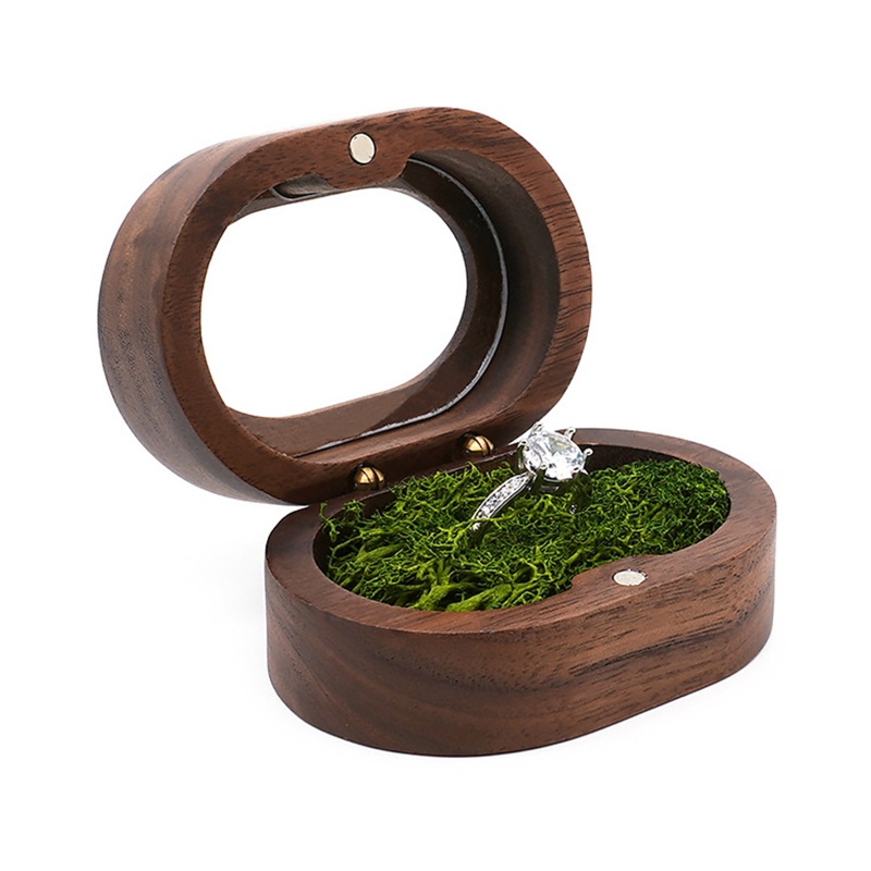 Hộp Đựng Nhẫn Bằng Gỗ Hình Oval Sang Trọng